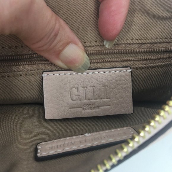 G.I.L.I. Pebble Leather Tassel Ballet Pink Pouch Clutch Bag Monogram Initial C - Picture 6 of 11